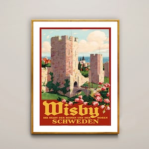 Wisby Schweden Vintage Travel Poster - Poster Paper or Canvas Print / Gift Idea / Wall Decor