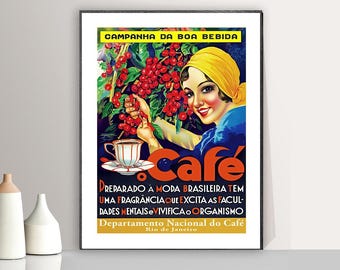 Vintage Brazil Coffee Advertisement Food&Drink Poster