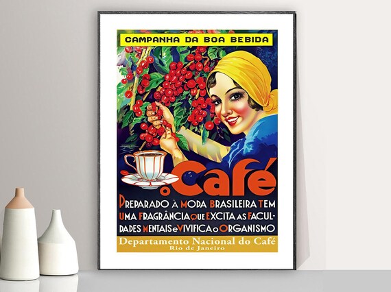 Vintage Brazil Coffee Advertisement Food&Drink Poster