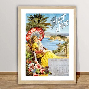L'Hiver a Nice, Francia - Poster di viaggio vintage - Stampa su carta o tela / Idea regalo