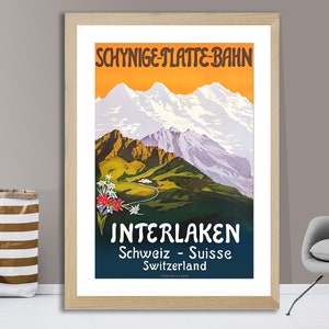 Interlaken Switzerland  Vintage Travel Poster - Interlaken Poster, Travel Suisse, Wall Decor, Gift Idea