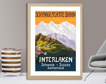 Interlaken Switzerland  Vintage Travel Poster - Interlaken Poster, Travel Suisse, Wall Decor, Gift Idea