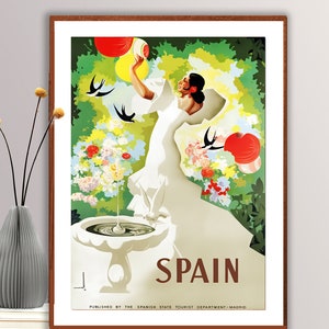 Flamenco Dancer, Spain Vintage Travel Poster - Poster Paper or Canvas Print / Gift Idea / Wall Decor
