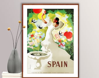 Vintage Spanien Reiseplakat: Flamenco Tänzerin Kunstdruck