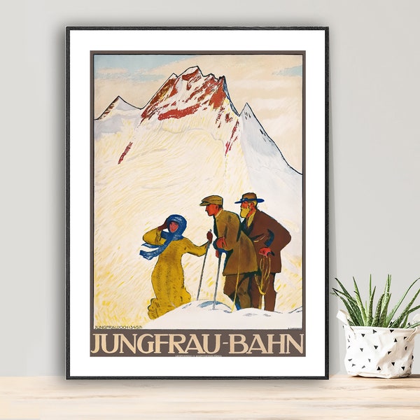 Jungfrau Bahn Vintage Travel Poster - Poster Papier of Canvas Print / Cadeau Idee