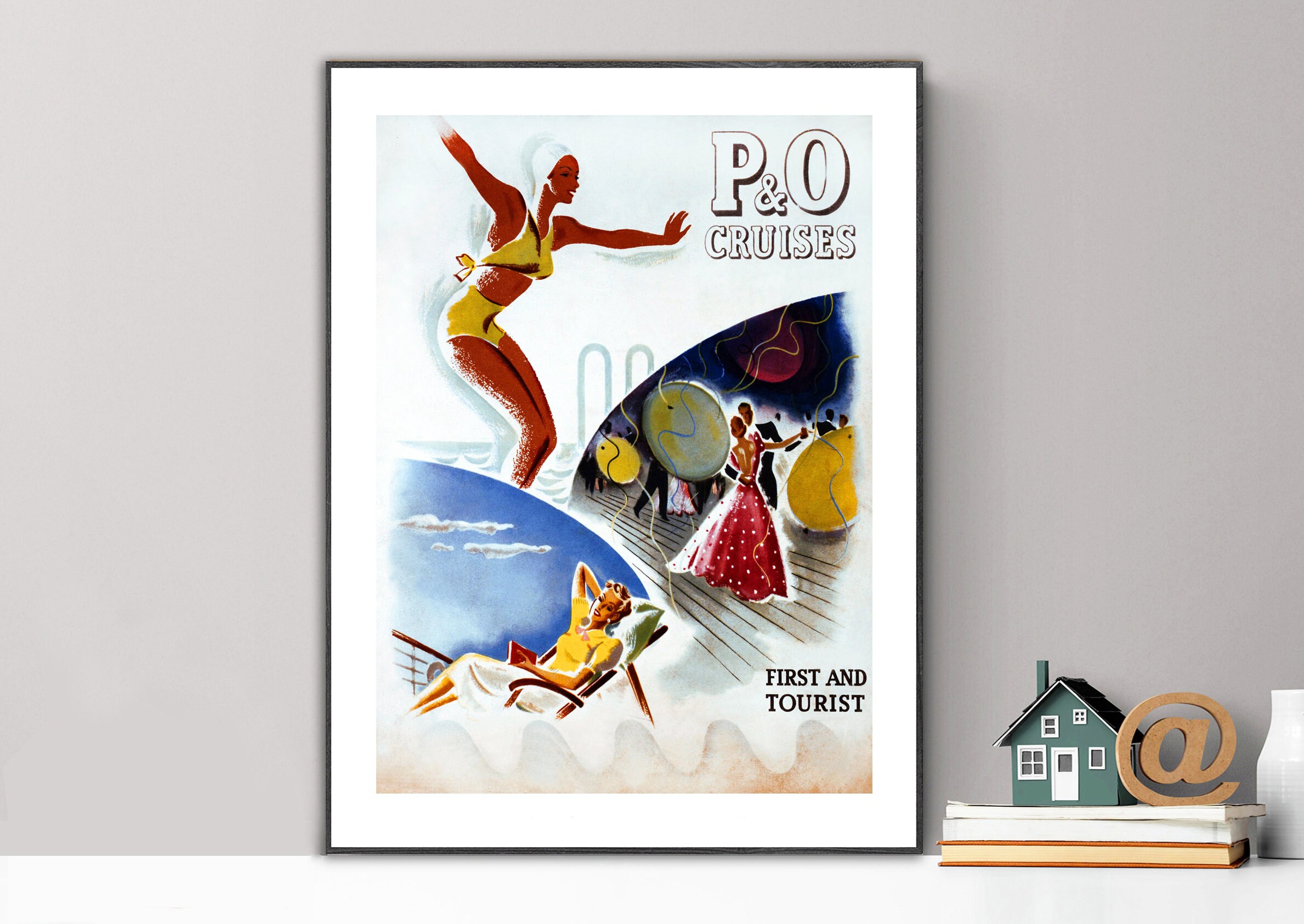 P&O Cruises First and Tourist Vintage Travel Poster -  Poster Paper or Canvas Print / Gift Idea / Wall Decor