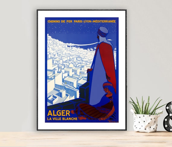 Alger La Ville Blanche Vintage Affiche De Voyage Papier Etsy Canada