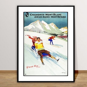 Chamonix Mont Blanc Vintage Reise Poster - Chamonix Poster, Ski Chamonix Print, Wand-Dekor, Geschenkidee
