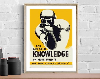 Vintage Bibliothek Motivations Poster, Geschenk für Buchliebhaber