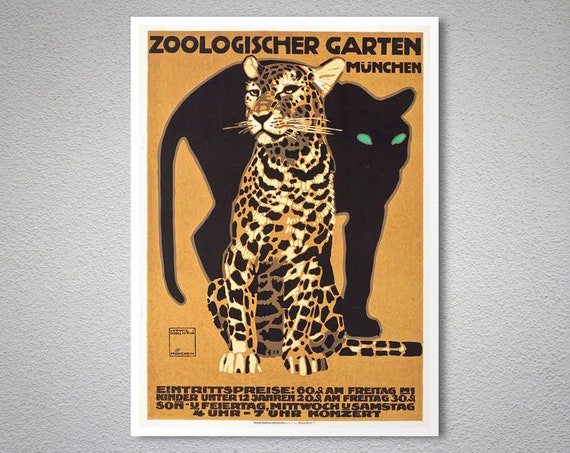 Zoologischer Garten Munchen Vintage Travel Poster By Ludwig Etsy