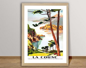 La Corse France Vintage Travel Poster - Coastal View