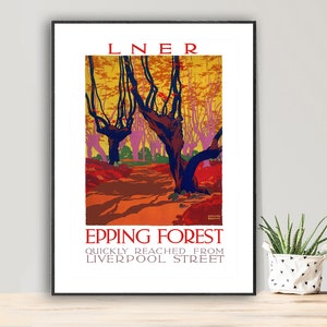 Epping Forest, England Vintage Reise Poster - Poster auf Papier oder Leinwand / Geschenkidee / Wanddeko