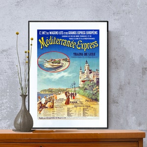 Mediterranee Express Trains de Luxe VintageTravel  Poster - Poster Paper or Canvas Print / Gift Idea / Wall Decor