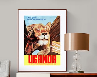 Uganda Vintage Travel Poster - Poster Paper or Canvas Print / Gift Idea / Wall Decor