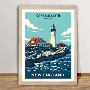Cape Elizabeth Lighthouse Poster: Maine Travel Art Print