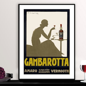 Vintage Vermouth Gambarotta Advertisement Art Print - Reproduction of a Vintage Artwork, Decorative Purposes Wall Decor