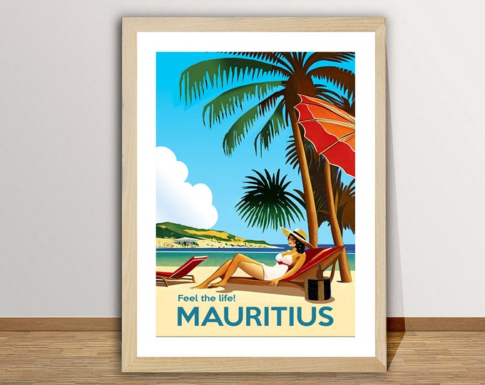 Featured listing image: Mauritius, Indian Ocean Travel Poster - Mauritius Art Print