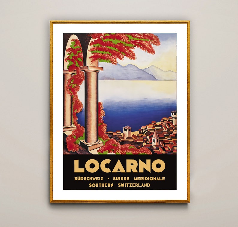 Locarno, Suisse Vintage Travel Poster Poster Paper or Canvas Print / Gift Idea / Wall Decor image 2