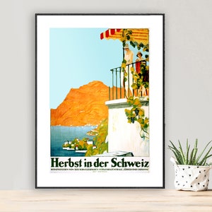 Herbst in der Schweiz (スイスの秋) ヴィンテージトラベルポスター - ポスター紙またはキャンバスプリント/ギフトアイデア