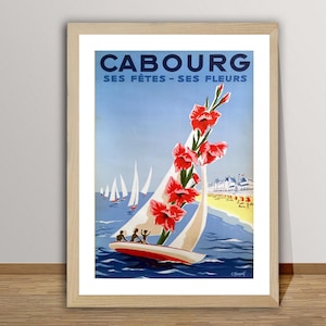 Cabourg, Ses Fetes, Ses Fleurs, France  Vintage Travel Poster - Retro Cabourg Poster / Gift Idea / Wall Decor