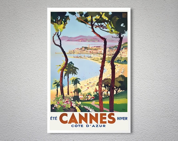 CANNES COTE D/'AZUR Vintage French Travel Poster 1930/'s Art Deco A3 Print
