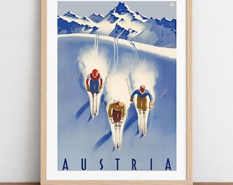Austria Vintage Ski Poster: Retro Wall Art Print