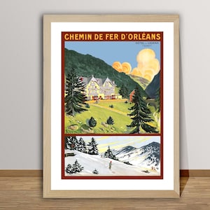 Chemin de Fer d&#39;Orleans, Hotel du Lioran, France Vintage Travel Poster - Retro Orleans Poster / Gift Idea / Wall Decor