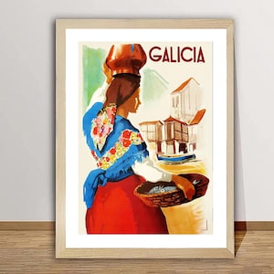 Galicia, Spain  Vintage Travel Poster - Poster Paper or Canvas Print / Gift Idea / Wall Decor