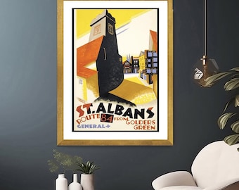 St Albans England Vintage Travel Poster: Retro Wall Decor