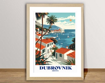 Dubrovnik Croatia Travel Poster: Coastal City Art Print