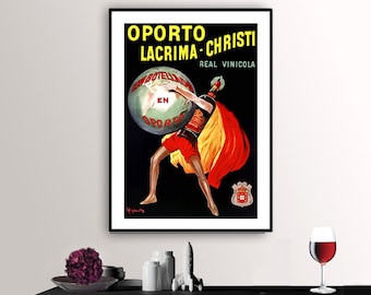 O Porto Lacrima Christi Vintage Food&Drink Poster by Jean d'Ylen - Poster Print or Canvas Print / Gift Idea / Wall Decor
