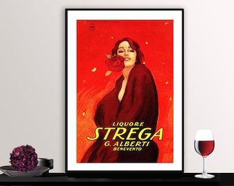 Liquore Strega, Vintage Food&Drink Poster - Poster Paper or Canvas Print / Gift Idea / Wall Decor