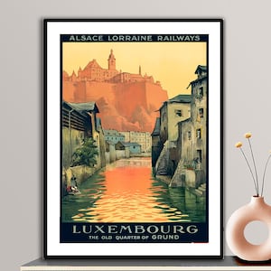 Luxemburg Vintage Reise Poster - Poster auf Papier oder Leinwand / Geschenkidee