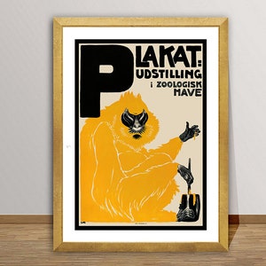 Plakat Udstilling i Zoologisk Have Vintage Travel  Poster by Valdemar Andersen   - Poster Print or Canvas Print / Gift Idea