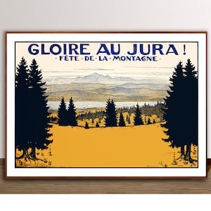 Gloire au Jura Fete de La Montagne Vintage Travel Poster - Papel de póster o impresión de lienzo / Idea de regalo