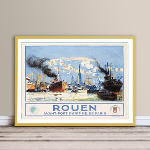 Rouen, Avant-Port de Maritime de Paris, France Vintage Travel Poster - Rouen Poster, Seascape Print, Wall  Decor, Gift Idea