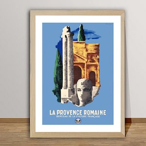 La Provenza Romaine, Francia - Poster di viaggio vintage - Stampa su carta o tela / Idea regalo / Decorazione murale