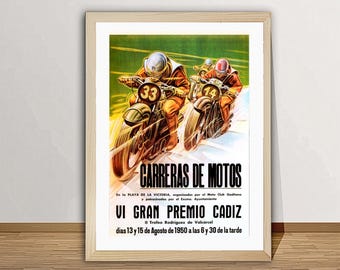 Vintage Motorcycle Grand Prix Poster: Cadiz, Spain - VI Gran Premio