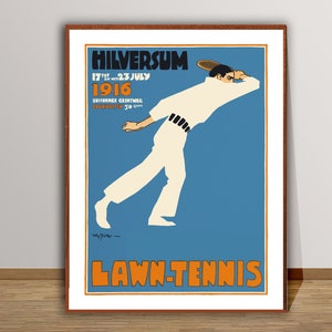 Lawn Tennis, Hilversum, England Vintage Sport Poster - Sport Poster, Tennis Clubs Decor, Gift Idea