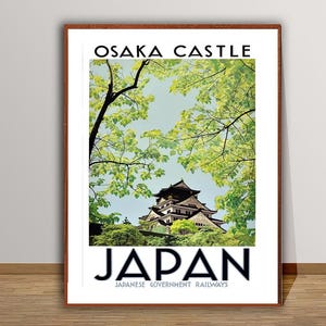 Osaka Castle, Japan Vintage Travel Poster - Travel Adventure Print / Gift Idea / Wall Decor