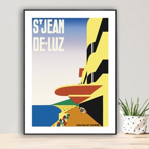 St Jean de Luz, Francia Cartel de viaje vintage - Impresión de póster o Impresión de lienzo / Idea de regalo