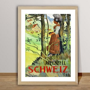 Appenzell Suisse Vintage Travel Poster - Retro Suisse Poster / Gift Idea / Wall Decor