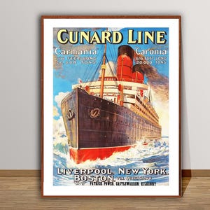 Cunard Line Carmania, Caronia Vintage Travel Poster - Travel Art Print / Gift Idea / Wall Decor