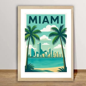 Miami Travel Poster: Modern Wall Art Print