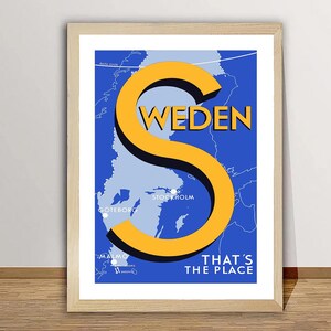 Sweden, That&#39;s the Place Vintage Travel Poster - Travel Mimories of Sweden / Gift Idea / Wall Decor