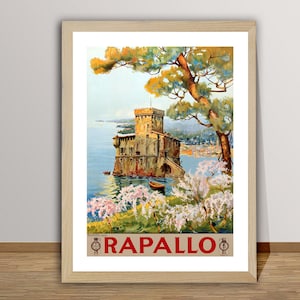 Rapallo Italy  Vintage Travel Poster - Italian Riviera Poster, Rapallo Travel Print, Wall Decor, Gift Idea