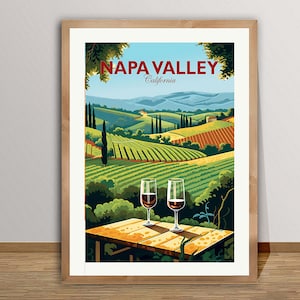 Napa Valley, California Travel Poster by Wed - Napa Valley Poster, Napa Vineyard Print, Wall Decor, Gift Idea
