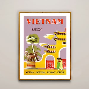 Vietnam Saigon Vintage Reise Poster - Poster Druck oder Leinwand Druck / Geschenk Idee / Wand Kunst