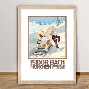 İsidor Bach München, Germany Vintage Travel Poster - Poster Paper, Canvas Print / Gift Idea / Wall Decor