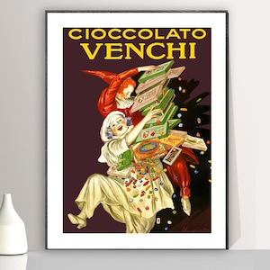 Vintage Italienische Schokoladen Werbung (1923) Kunstdruck - Reproduktion eines Retro Kunstwerkes, Dekorative Zwecke Wanddekoration